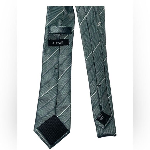 Alfani Green Striped Men's Tie - Picture 3 of 4